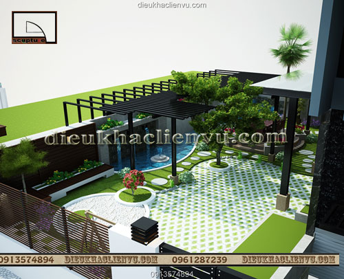 thiết kế s&acirc;n vườn biệt thự
