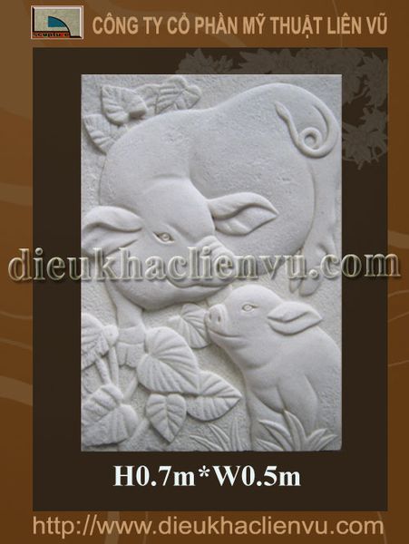 Phù điêu 12 con giáp, phù điêu con giáp hợi