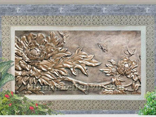 Phù điêu hoa Mẫu đơn