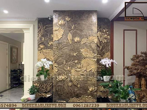 Tranh phù điêu sen